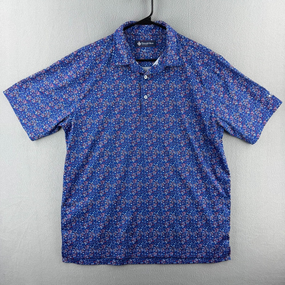 Bandon Dunes Golf Polo Shirt Mens Large Blue Stretch Donald Ross
